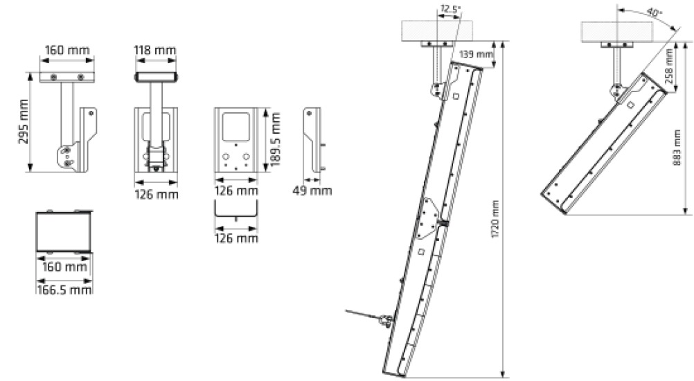 P10 Ceiling mount for 1x P10 black